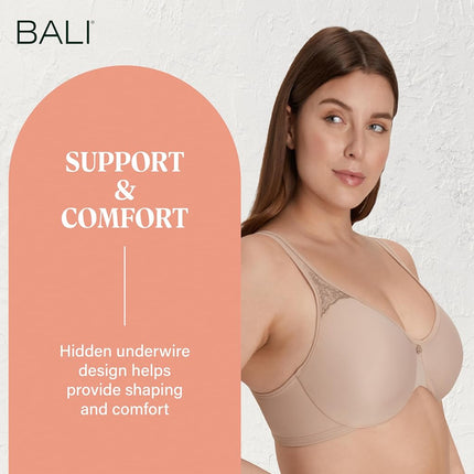 Maidenform Bali Womens Passion for Comfort Minimizer Bra, Full-Coverage Underwire Bra, Seamless Cups, Toffee, 38 E