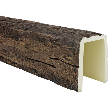 Heritage Timber Salvaged Timber Faux Wood Beam, 3-Sided (U-Beam), 3 1/2"W x 3 1/2"H x 72"L, Kona Brown Finish