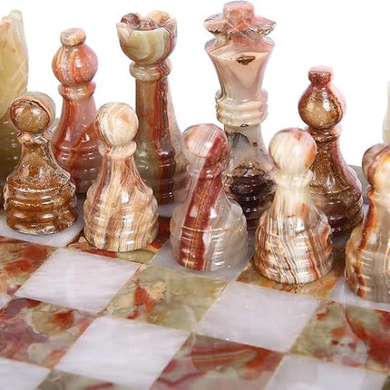 Handmade Marble Chess Set - Green & White (15 x 15 Inches) - Chess Sets for Adults - Premium Quality Chess Boards - Fancy Chess Boards