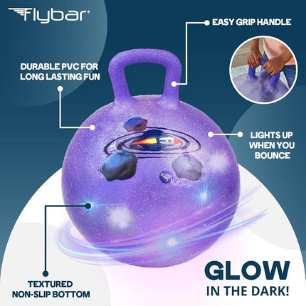 Flybar Hopper Ball for Kids, Inflatable Bouncy Ride-On Ball w/Handle for Indoor & Outdoor Active Play, Includes Pump, Jump Toy for Boys & Girls, Supports Up to 165 lbs, Ages 3+, 18-Inch, Small