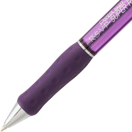 Bolígrafo Pentel RSVP Super RT, línea fina (0,7 mm), tinta violeta (BX477-V)