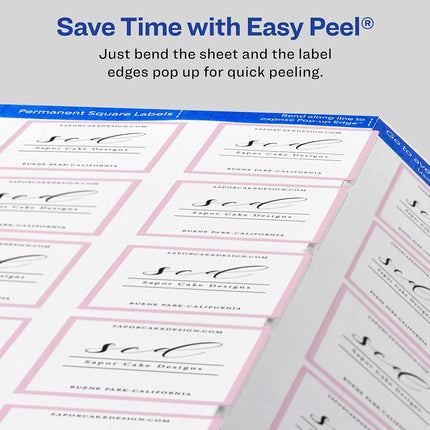 Avery Easy Peel Print-to-The-Edge White Square Labels, 2" x 2", 300 Labels per Pack, Case Pack of 5 (22806)