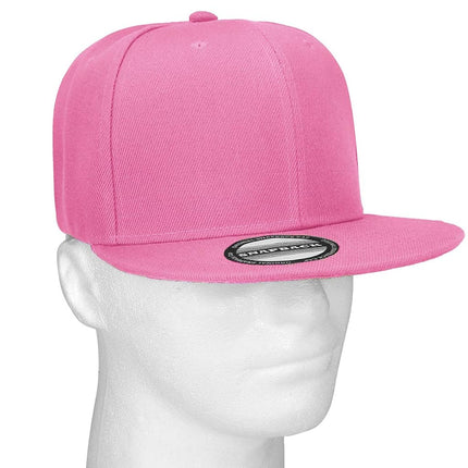 Classic Snapback Hat Cap Hip Hop Style Flat Bill Blank Solid Color Adjustable Size (One Size, Pink)
