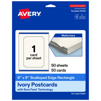Avery Printable Rectangle Cards with Scalloped Edg