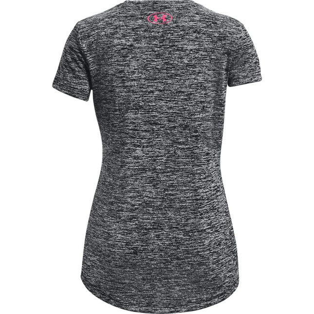 Under Armour Girls' Tech Big Logo Twist Short Sleeve T-Shirt, Black (001)/Cerise, Youth X-Large