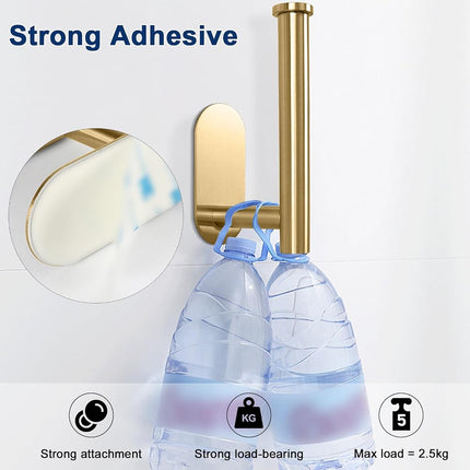 NearMoon Toilet Paper Holder Self Adhesive, Premium Thicken SUS304 Stainless Steel Rustproof Adhesive Toilet Roll Holder no Drilling for Bathroom, Kitchen, Washroom (3 Pack, Brushed Gold)