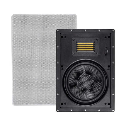 Monoprice 116334 Amber in-Wall Speakers 8-inch 2-Way Carbon Fiber with Ribbon Tweeter (Pair)