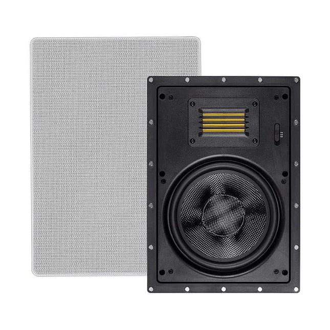 Monoprice 116334 Amber in-Wall Speakers 8-inch 2-Way Carbon Fiber with Ribbon Tweeter (Pair)