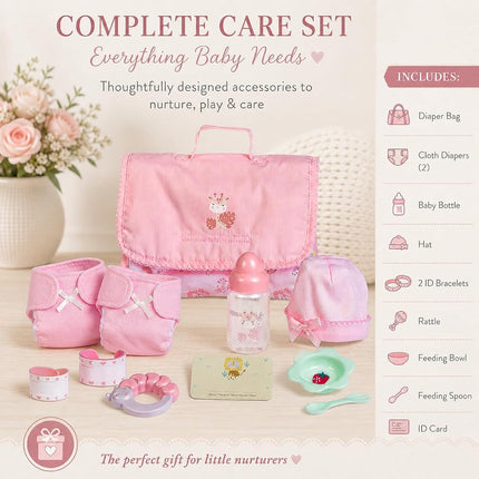 JC Toys 18332 La Newborn, Coffret Bébé Poupée, Table à Langer Rose, 33 cm