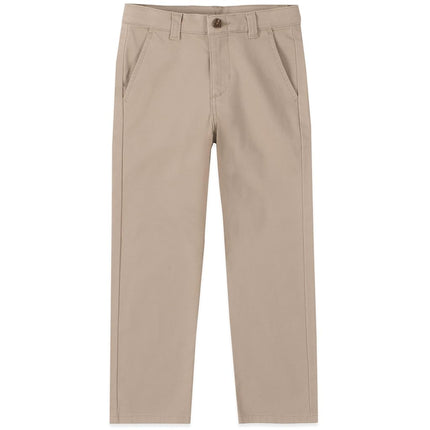 Izod Boys' School Uniform Flat Front Twill Pants, Khaki, 18 Husky
