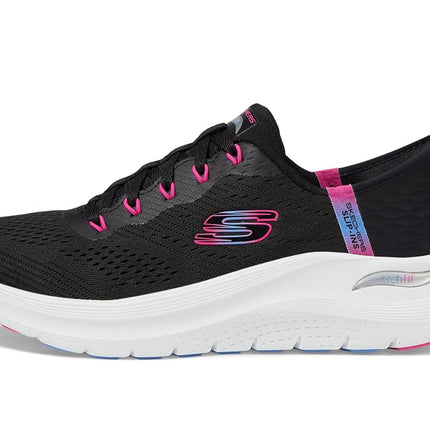 Skechers Slip ins Arch Fit 2.0 Easy Chic Running Trainers Black/Hot Pink 7 UK