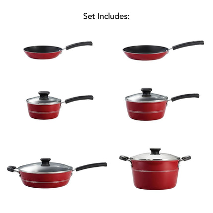 Tramontina Sicilia 10-Piece Non-Stick Aluminium Cookware Set, Raspberry
