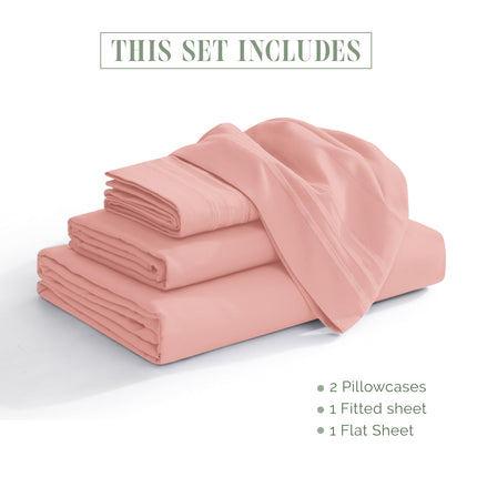 Elegant Comfort Luxurious 1500 Premium Hotel Quality Microfiber 4-Piece Sheet Set, 18-24 Inches Deep - Extra Deep Pocket Sheets - Ultra Soft 4PC Deep Pocket Sheets, King, Dusty Rose