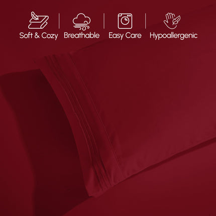 Elegant Comfort Luxurious 1500 Premium Hotel Quality Microfiber 4-Piece Sheet Set, 18-24 Inches Deep - Extra Deep Pocket Sheets - Ultra Soft 4PC Deep Pocket Sheets, King, Burgundy