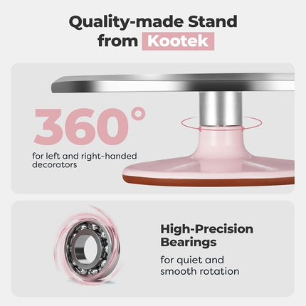 Kootek 12" Pink Aluminum Alloy Cake Turntable, Cake Stand for Decorating