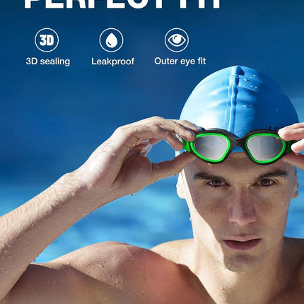 ZIONOR Swim Goggles, G1 Polarized Swimming Goggles UV Protection Leakproof Anti-fog Adjustable Strap for Adult Men Women (Polarized Mirror Silver Lens)