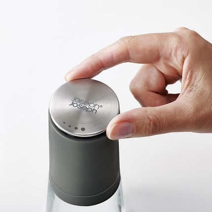 Joseph Joseph Duo No-Spill Manual Salt & Pepper Grinder Set, Inverted Mills with Ceramic Grinding Mechanism, Black/Grey