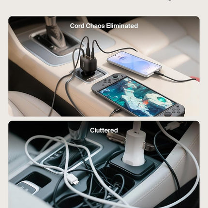 Belkin USB C Car Charger 75W w/ 30in Retractable USB C Cable - iPhone Charger, Compatible with iPhone 16 & 15 Series, Galaxy S25 Series, AirPods, Tablet, MacBook, Chromebook, etc. - Travel Essentials