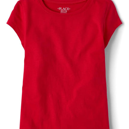 The Children's Place Girls' Everday Short Sleeve Layering T-Shirts, Daybreak/Ruby 2-Pack, Small