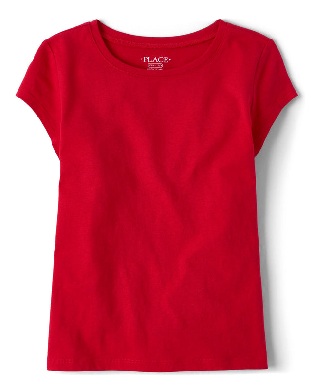 The Children's Place Girls' Everday Short Sleeve Layering T-Shirts, Daybreak/Ruby 2-Pack, Small