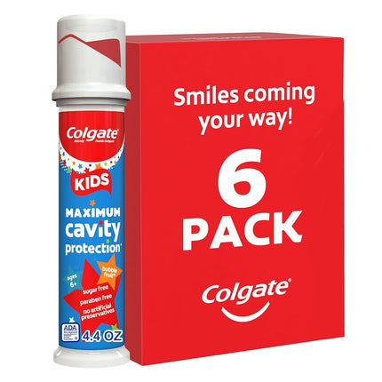 Colgate Kids Maximum Cavity Protection Pump Toothpaste, 4.4 ounce (pack of 6)