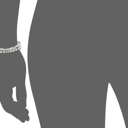 Nine West Nw Coffret Cadeau Bracelet Extensible 2 Pièces Ton Argent, Taille Unique, Métal, na