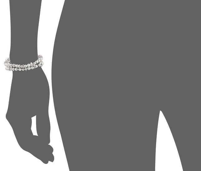 Nine West Nw Boxed Gifting Silver-Tone 2 Piece Stretch Bracelet, One Size, Metal, na