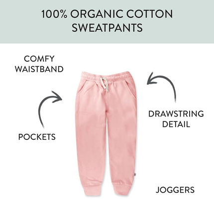 HonestBaby Multipack Sudadera con Capucha y Pantalones Jogger de Algodón Orgánico para Bebés, Niños Pequeños, Niños y Niñas, Unisex, Rosa, 12 Meses