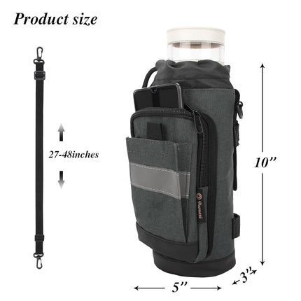 Crutch Bag Lightweight Crutch Accessories Storage Pouch with Reflective Strap and Front Zipper Pocket for Universal Crutch Bag to Keep Item Safety (Dark Gray)