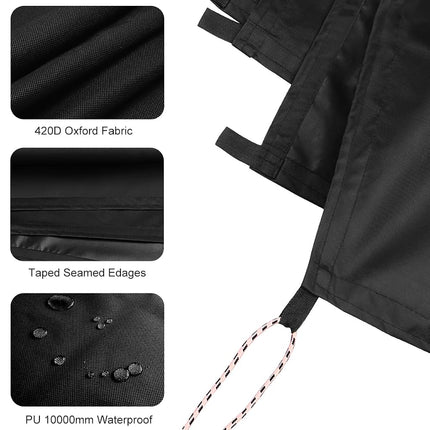 Black Waterproof Tarp Cover for Outdoor: Multi-Purpose Oxford Tarpaulin with Reinforced Webbing Loops for Garden Shed Patio Camping Pool Roof Tent - Durable and Tear Resistant (5ft x 16ft)