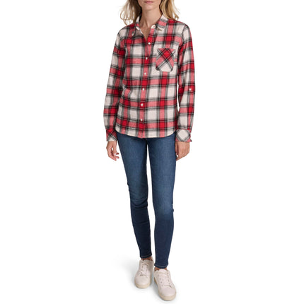 Nautica Womens Button Front Long Sleeve Roll Tab S