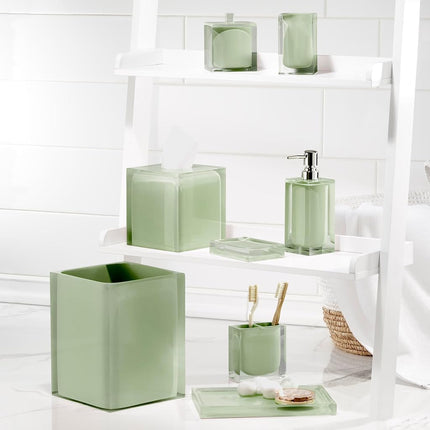 IZOD - Lotion Dispenser/Soap Dispenser, Clear Resin Countertop Accessories, Modern Bathroom Decor (Marina Green)