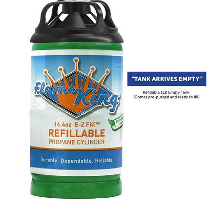 Flame King Refillable 1LB Empty Propane Cylinder Tank - Reusable - Safe and Legal Refill Option - DOT Compliant-16.4 oz (2-Pack), green (YSN164-2)