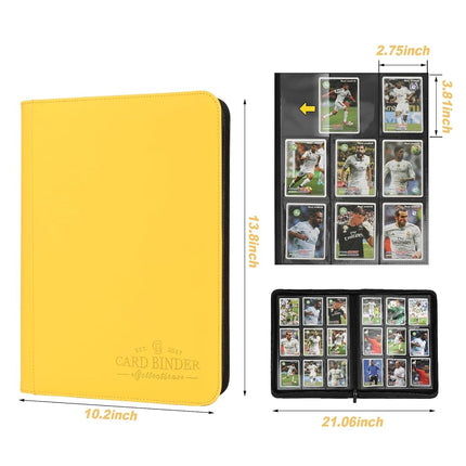Foalgo 9 Pocket Trading Card Album Folder, Holds 540 Cards, Yellow, 7.5in x 9.8in