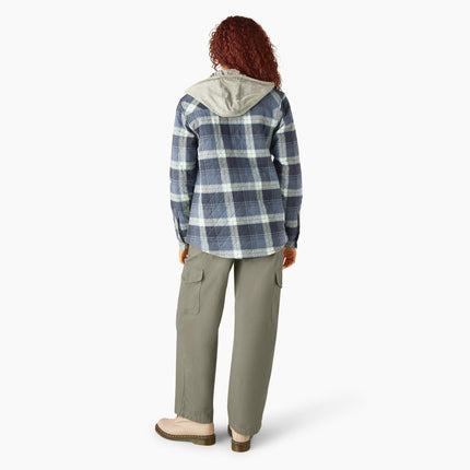 Camisa Chaqueta con Capucha de Franela para Mujer Dickies, Índigo Retro, Pequeña