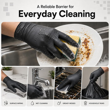 ForPro Disposable Nitrile Gloves, Chemical Resistant, Powder-Free, Latex-Free, Non-Sterile, Food Safe, 4 Mil, Black, X-Large, 100-Count