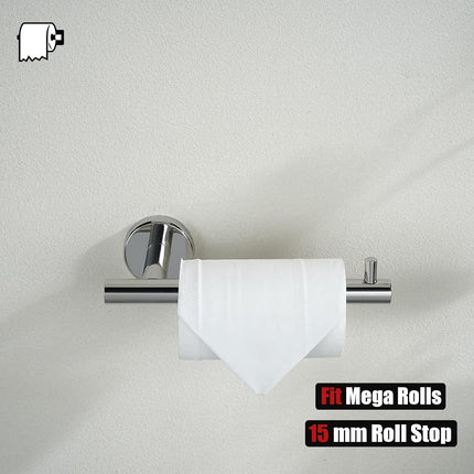JQK Chrome Toilet Paper Holder, 5 Inch 304 Stainless Steel Thick 8mm Tissue Paper Dispenser for Bathroom, Hold Mega Rolls, Polished Chrome Wall Mount 2 Pack, TPH100-CH-P2