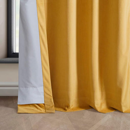 HPD Half Price Drapes Heritage Plush Velvet Curtains 108 Inches Long Room Darkening Curtains for Bedroom & Living Room 50W x 108L, (1 Panel), Aztec Gold
