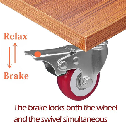 ABSLIMUS 2 inch Casters Load 800lbs, Set of 4 with Brake, Advanced Polyurethane (PU) Floor Protection, Noise-Free 360 Degree Swivel Plate, Set of 4 (Includes Complete Screws Sets with Accessories)