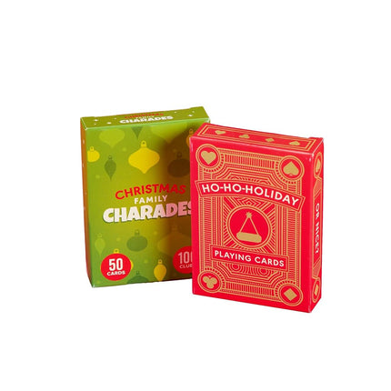 Buffalo Games - Holiday Family Card Game 2 Pack - Ho Ho Holiday Cards and Family Charades - Family Game Night Staple - Ages 6 and Up