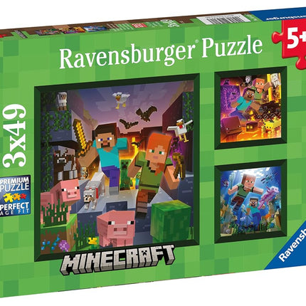 Ravensburger Children Puzzles Set Colourful Minecraft Designs - Ages 5+