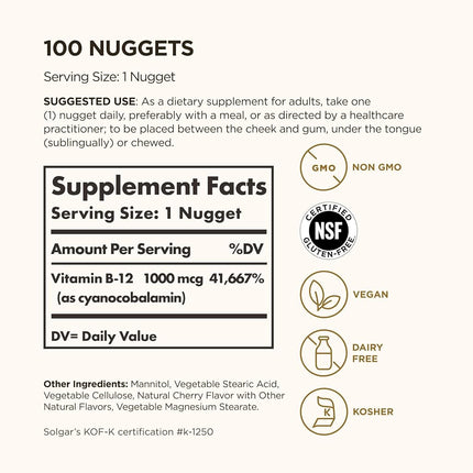 Solgar Vitamin B12 1000 µg Nuggets 100 Nuggets