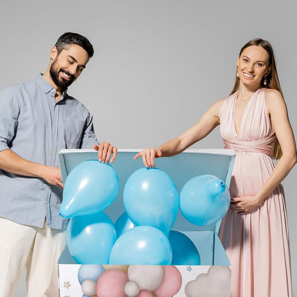 AmazingSpark 28in Giant Gender Reveal Gift Box with Lid Kit Oversized Gender Reveal Balloon Box Large Pull Bows for Baby Shower Birthday Party Decor(We Can Bearly Wait)