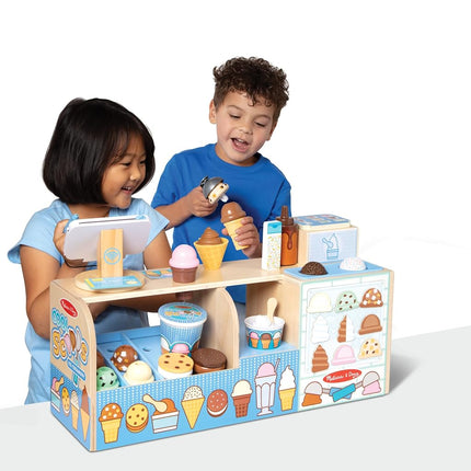 Melissa & Doug Wooden Cool Scoops Ice Creamer | Pretend Shop & Kitchen Role Play Toy for Kids | Age 3+ - FSC Certified