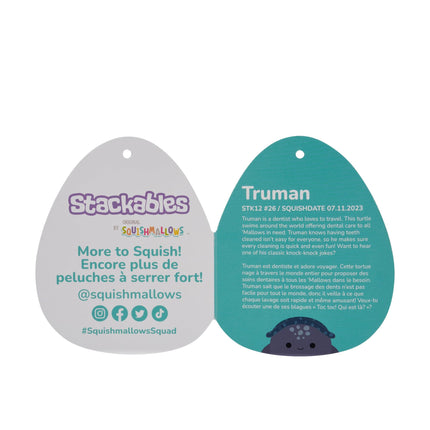 Squishmallows apilables originales de 12 pulgadas Truman la tortuga laúd azul - Peluche ultrasuave oficial de Jazwares