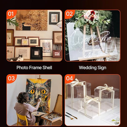 VEVOR PET/Plexiglass Sheets, 5-Pack Plastic Sheet, 610 x 914 mm 1 mm Thick Transparent Clear Flexible Plastic Panels for Craft, Replacement Picture Frame Glass, DIY Display Project, Easy to Cut