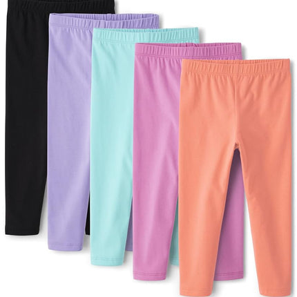 The Children's Place Girls' Capri Leggings 5 Pack, Solid 5-Pack, X-Small