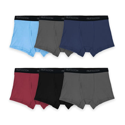 Bóxers ajustados elásticos de 4 vías Fruit of the Loom para hombre | Ropa interior ligera que absorbe la humedad | Pierna larga, pierna regular y baúl, baúl - Algodón elástico - Los colores pueden variar, S
