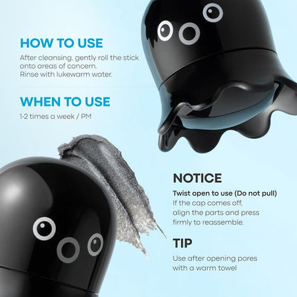TONYMOLY Tako Pore Blackhead Scrub Stick Duo Set – Deep Pore Charcoal Exfoliator for Nose & T-Zone, Solid Stick with Marine Extracts, Tea Tree Oil & Cellulose Beads (2 Count)