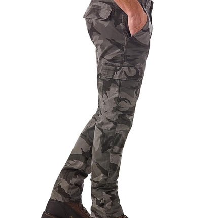 Wrangler Authentics Men's Regular Tapered Cargo Pant, Grey Camo, 29W x 30L